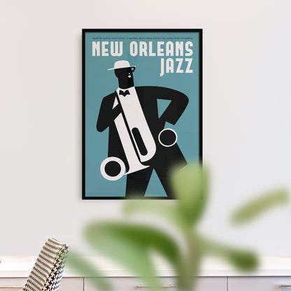 New Orleans Jazz Musician Blue Poster