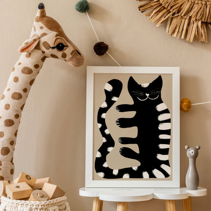 Black Big Cat Print