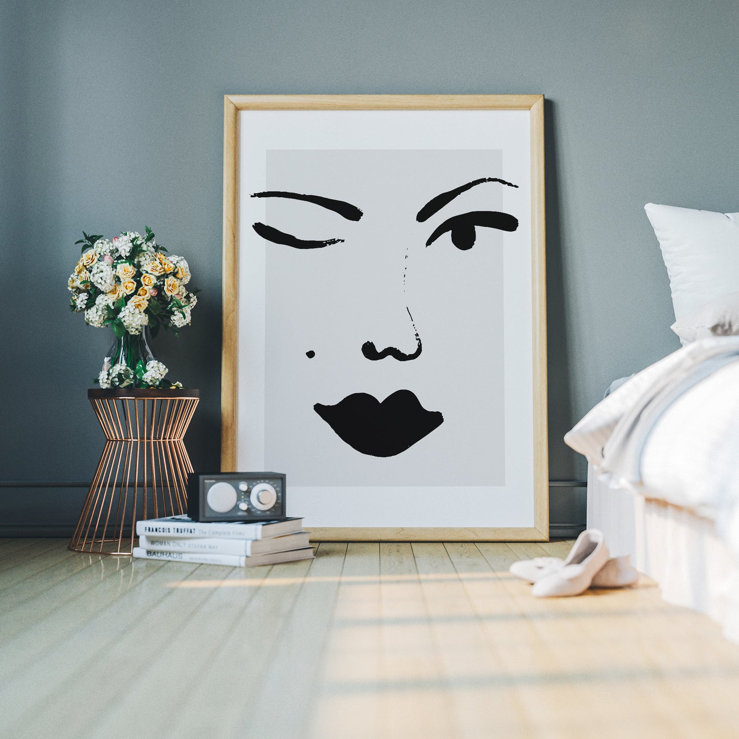 Black Ink Woman Cute Face Poster