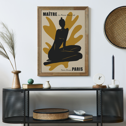 Sitting Woman and Leaf Poster