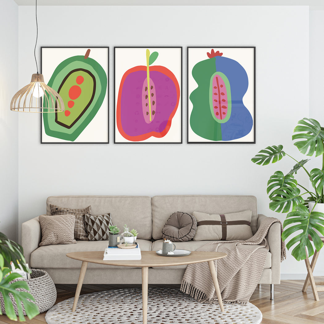 Set of 3 Veggie Cubism Prints