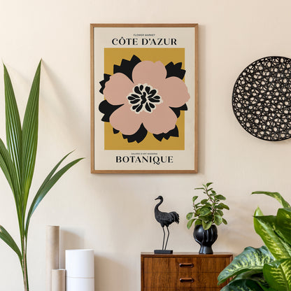 Mustard and Pink Flower Art Print