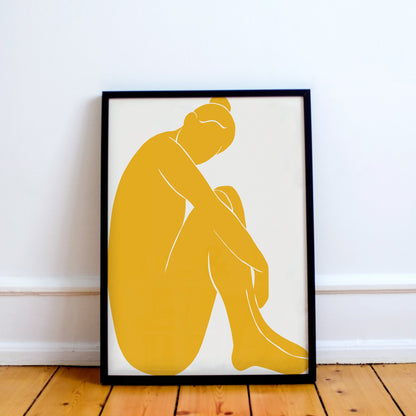 Sitting Woman Yellow Art Print
