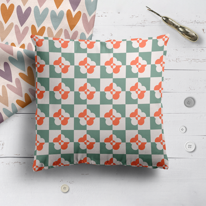 Abstract Retro Checkered 60s Throw Pillow