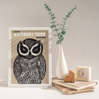 Beige Owl Saguaro National Park Poster