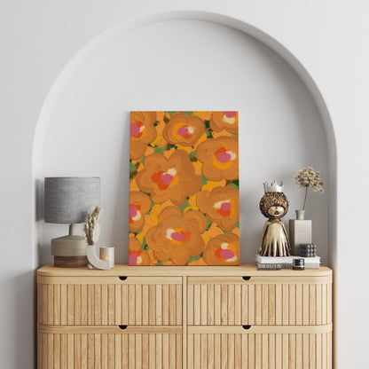 Retro Orange Yellow Flowers Canvas Print