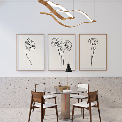 Set of 3 Minimalist Floral Prints