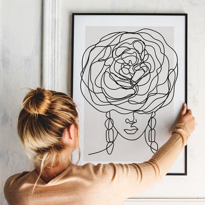 Floral Woman Line Print