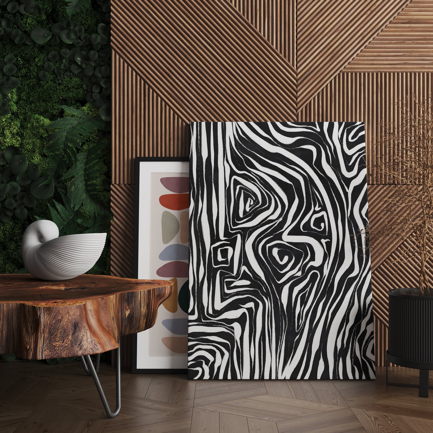 Black&White Abstract Lines Canvas Print