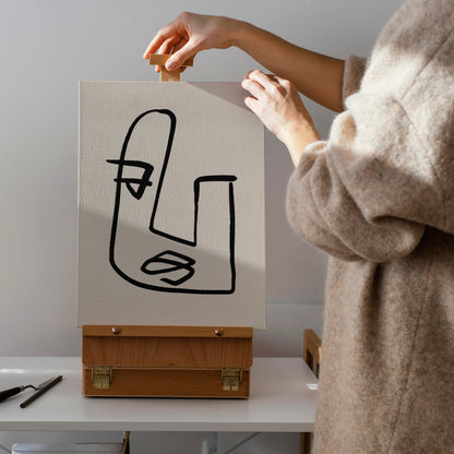 Picasso Line Art Face Canvas Print