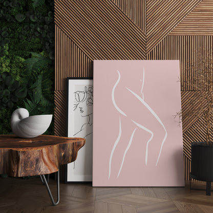 Pink Woman Line Art Canvas Print