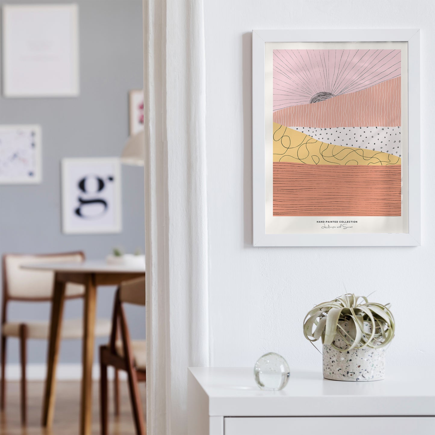 Landscape with Sunset Hand Painted Poster