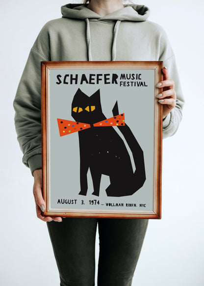 Jazz Festival Cat Poster - framed or unframed