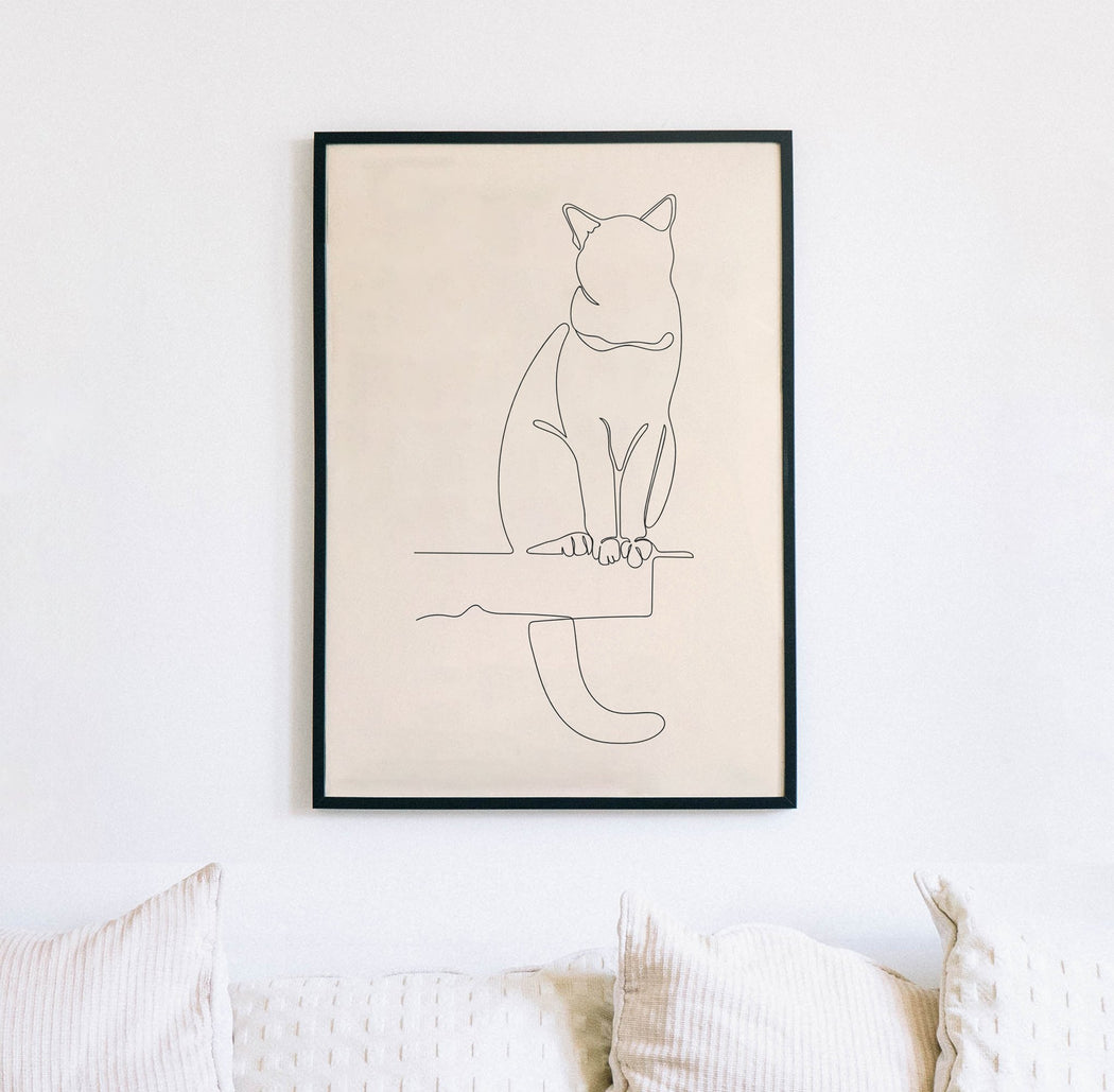 Line Art Cat Drawing