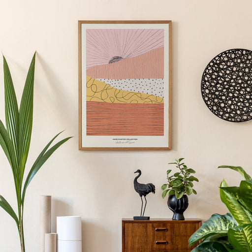 Landscape with Sunset Hand Painted Poster