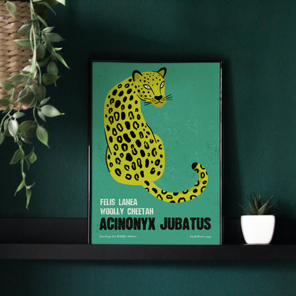 Green Cheetah - Vintage Zoo Poster