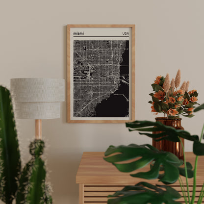 Miami USA - City Map Poster Print