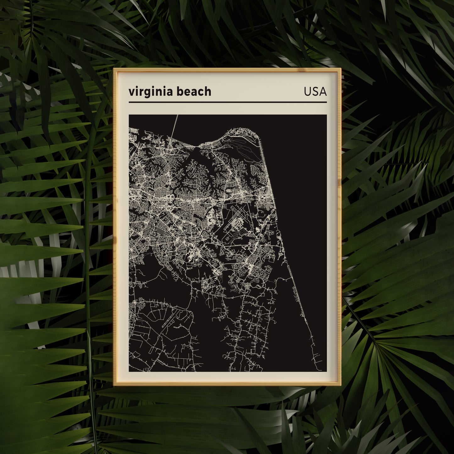 Virginia Beach Map Art Print