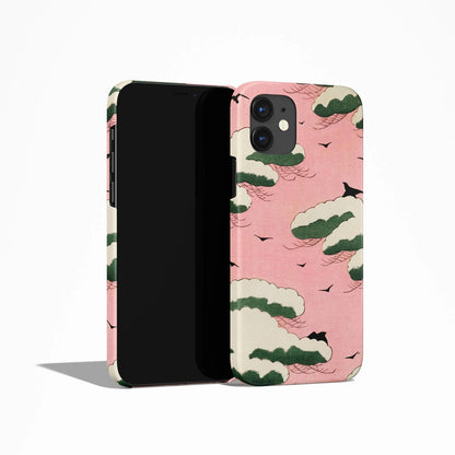 iPhone Case with Japanese Woodcut Print - Pink Sky