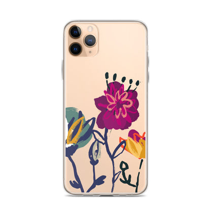 Handdrawn Clear Floral iPhone Case