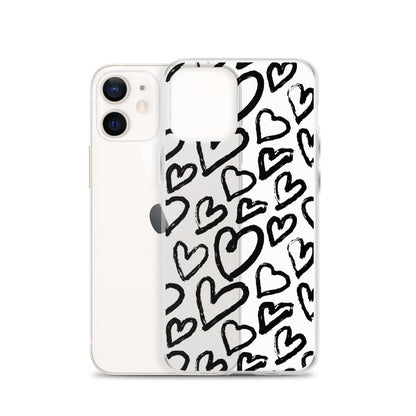 Black Hearts Graffiti iPhone Case