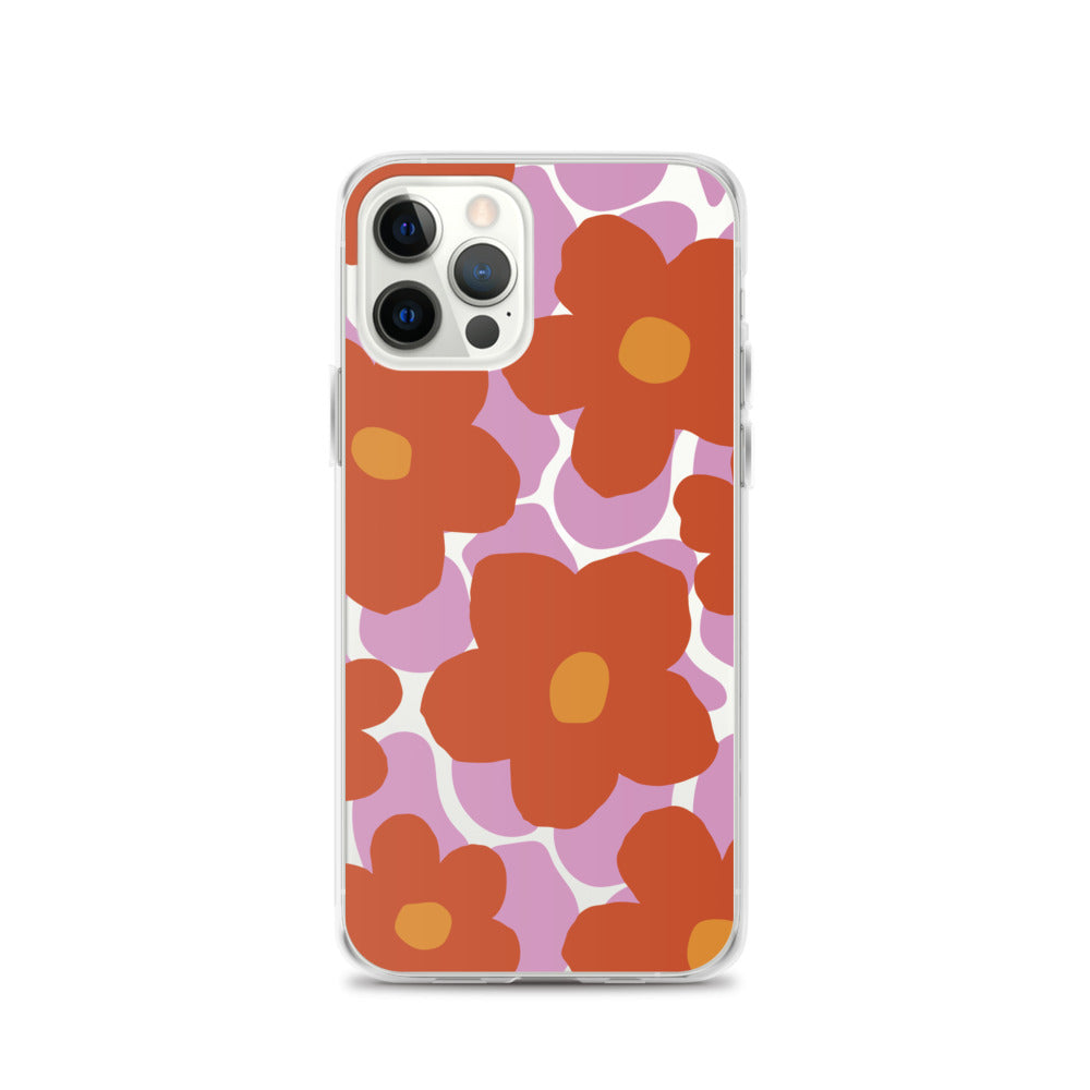 70s poppies drawing - iPhone Clear Case