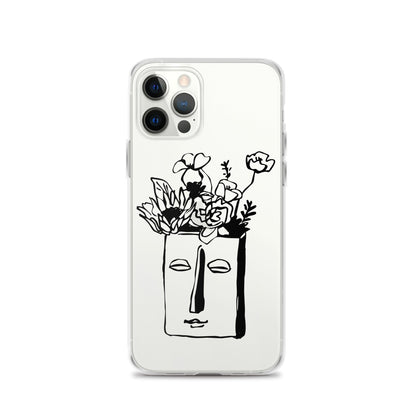 Line Art Face Flower Bouquet iPhone Case