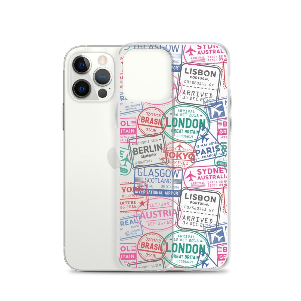 Travel Stamps Clear iPhone Case