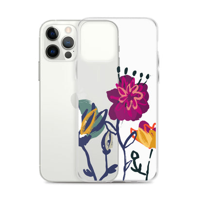 Handdrawn Clear Floral iPhone Case