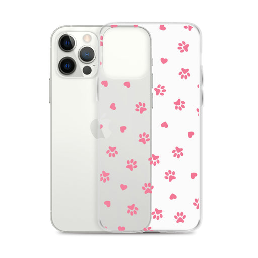 Cute Pink Tiny Paws with Hearts iPhone Case
