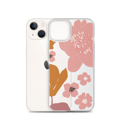 Pink Flowers Clear iPhone Case