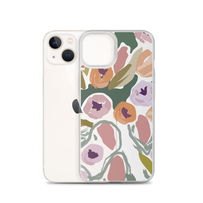 Handdrawn Floral Clear iPhone Case