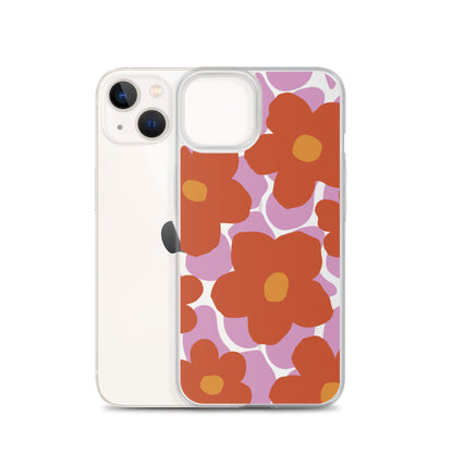 70s poppies drawing - iPhone Clear Case