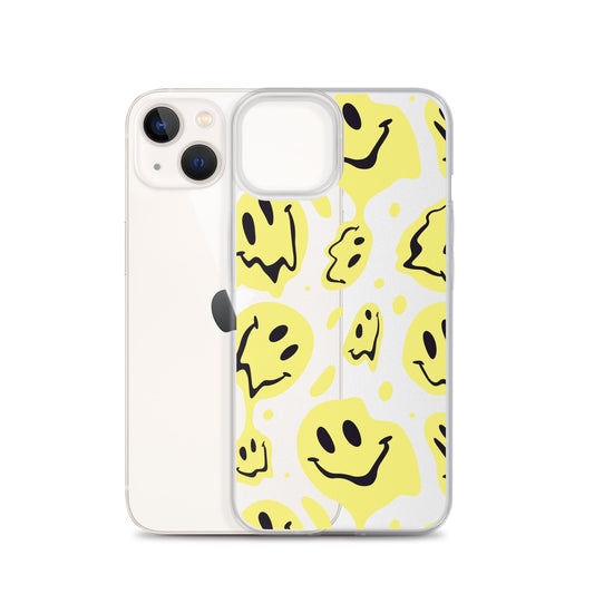 Distorted Yellow Smiling Faces iPhone Case
