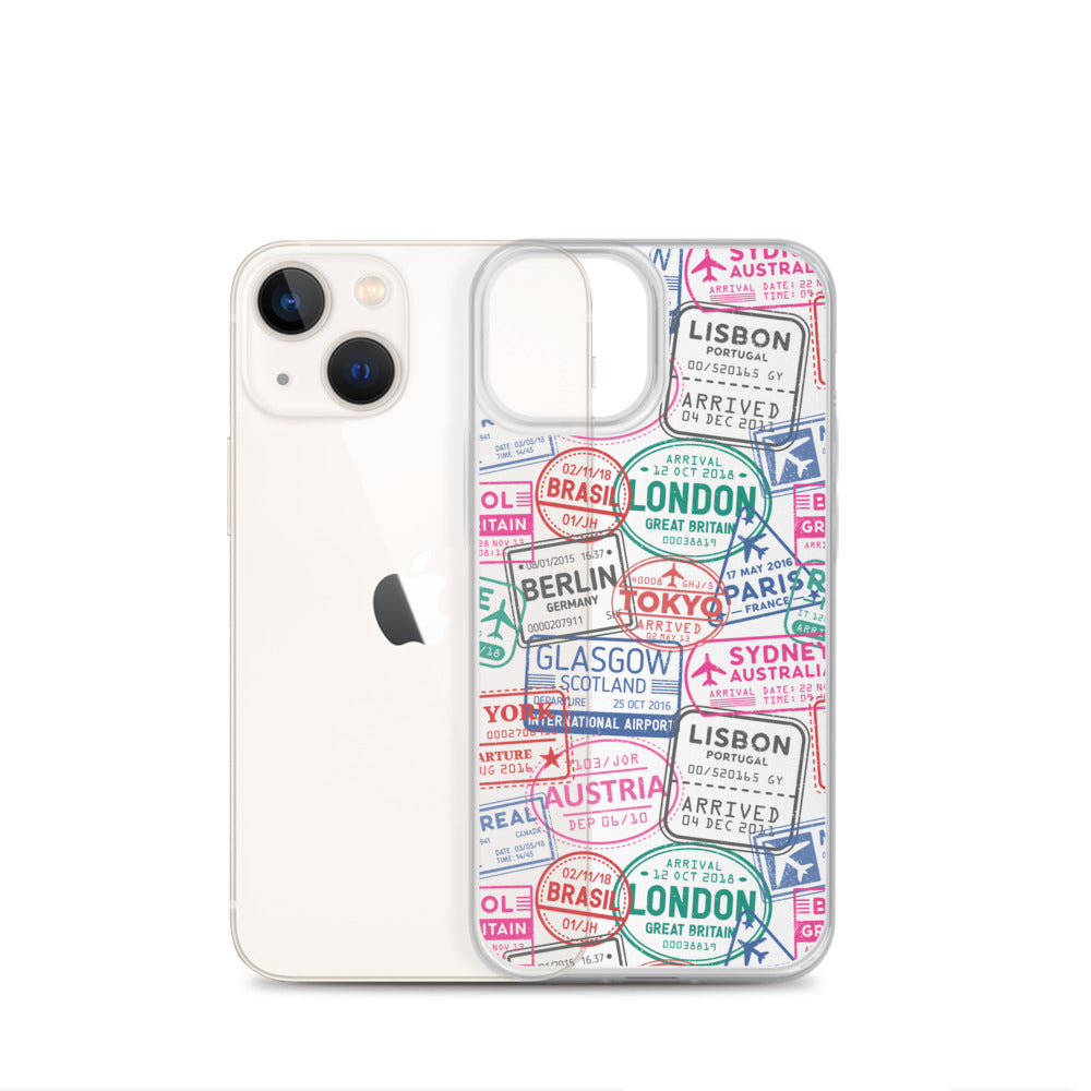 Travel Stamps Clear iPhone Case