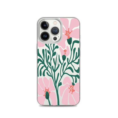 Pink Flower Botanical Clear iPhone Case