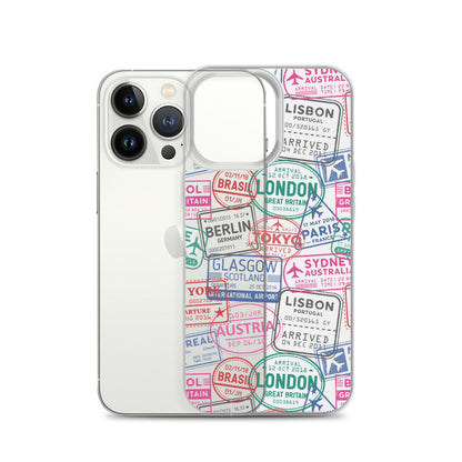 Travel Stamps Clear iPhone Case