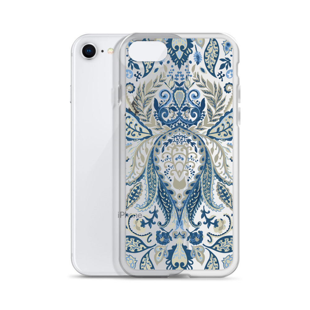 Blue Floral Ornaments iPhone Case