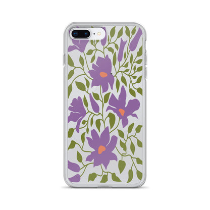 Violet Flowers Botanical Pattern iPhone Case