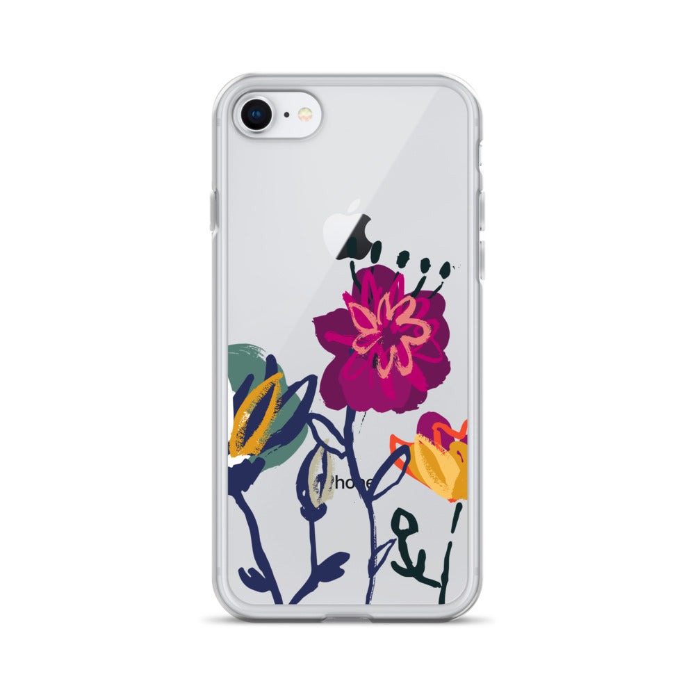 Handdrawn Clear Floral iPhone Case