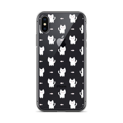 Tiny Cute White Cats Pattern iPhone Case