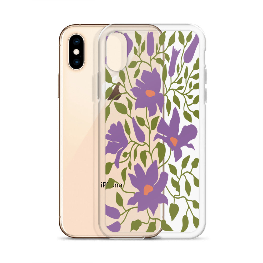 Violet Flowers Botanical Pattern iPhone Case