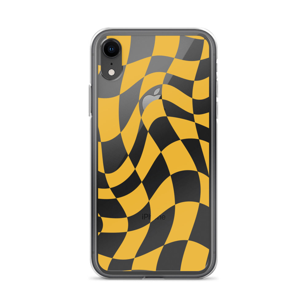 Yellow Retro Checkered iPhone Case