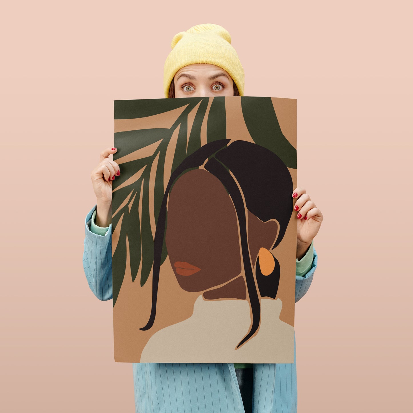 Black woman - plant lady - bohemian art poster