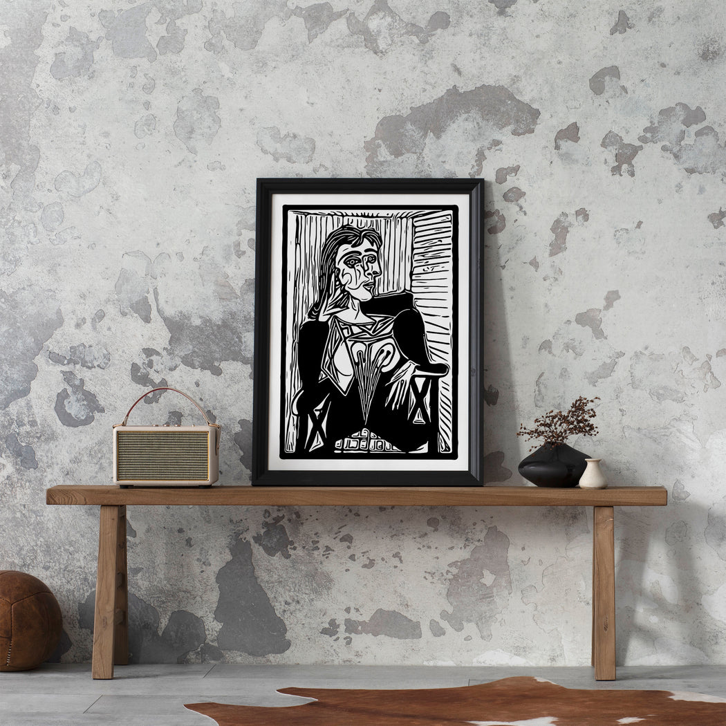 Piccasso Woman Poster - black and white art print