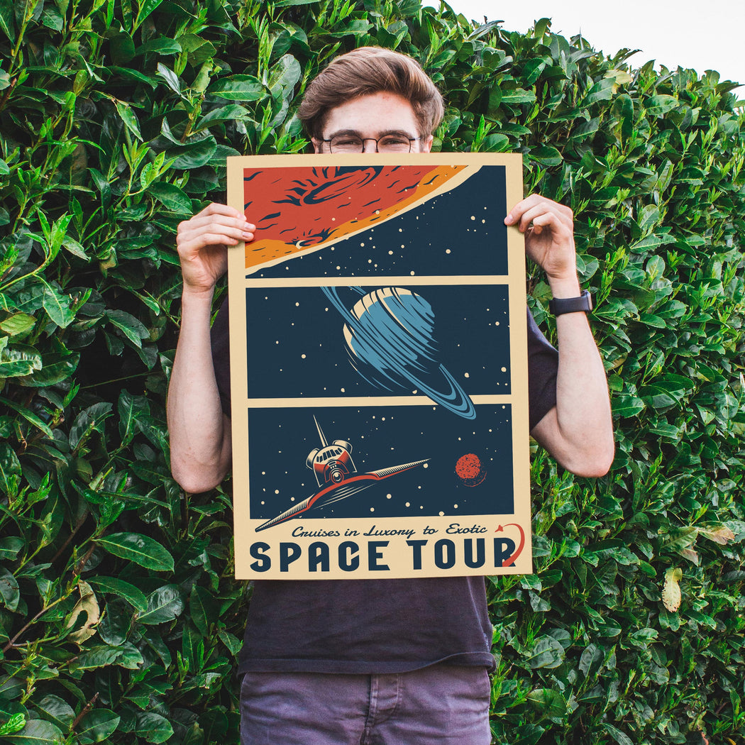 Space Tour - Retro Space Travel Poster