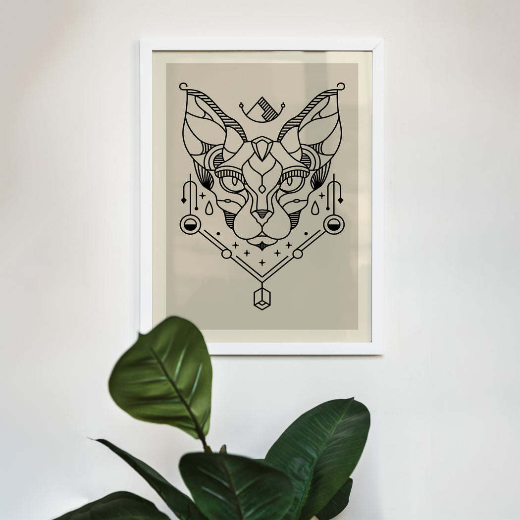 Geometric Cat Illustration - Framed or Unframed Poster