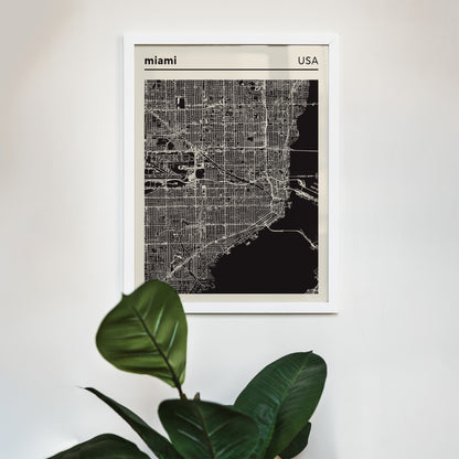 Miami USA - City Map Poster Print