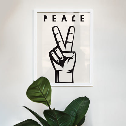 Minimalist Black and White Peace Poster